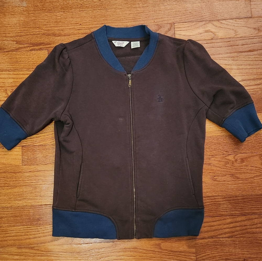 Zip Up Short Sleeve Penguin Sweatshirt